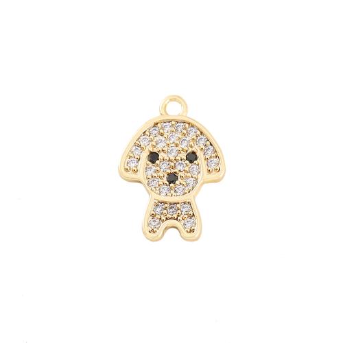 Cubic Zirconia Micro Pave Brass Pendant, Dog, real gold plated, DIY & micro pave cubic zirconia, golden, 9x16mm, Sold By PC