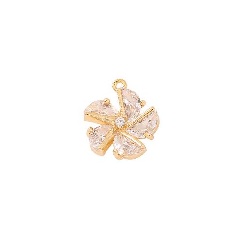 Cubic Zirconia Micro Pave Brass Pendant, Pinwheel, real gold plated, DIY & micro pave cubic zirconia, golden, 11x13mm, Sold By PC