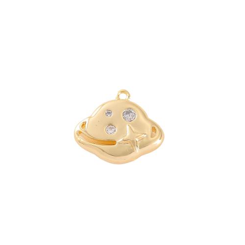 Cubic Zirconia Micro Pave Brass Pendant, real gold plated, DIY & micro pave cubic zirconia, golden, 12x15mm, Sold By PC