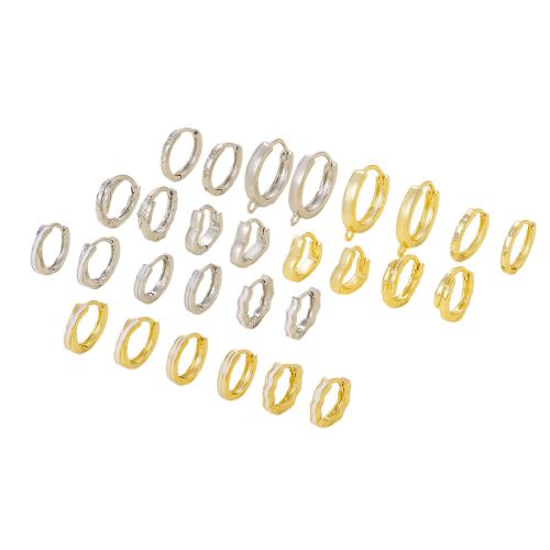 Brass Hoop Earring Components, real gold plated, different styles for choice & micro pave cubic zirconia & enamel, more colors for choice, Sold By Pair