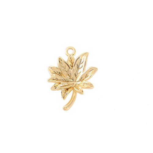 Brass Jewelry Pendants, Leaf, real gold plated, DIY, golden, 14x19mm, Sold By PC