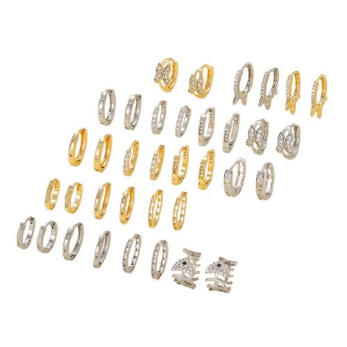 Cubic Zirconia Micro Pave Brass Earring, real gold plated, different styles for choice & micro pave cubic zirconia & for woman, more colors for choice, Sold By Pair