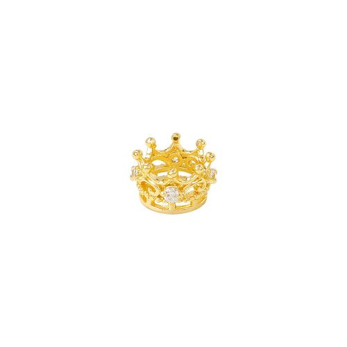 Brass Spacer Beads, Crown, real gold plated, DIY & micro pave cubic zirconia, golden, 9x5mm, Sold By PC