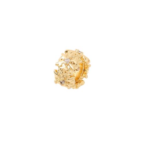 рондели и спейсеры из латуни, Латунь, плакированный настоящим золотом, DIY & инкрустированное микро кубического циркония, Золотой, 9x5.50mm, продается PC