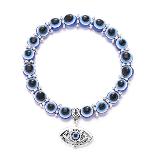 Evil Eye Schmuck Armband, Zinklegierung, mit Harz, unisex & verschiedene Stile für Wahl, blau, verkauft von PC