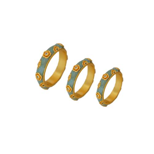 Mosaz Prst prsten, barva pozlacený, různé velikosti pro výběr & micro vydláždit kubické zirkony & pro ženy & smalt, Velikost:6-8, Prodáno By PC