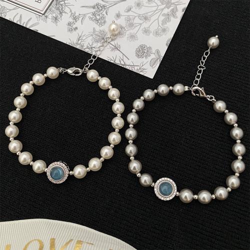 perle de verre bracelet, avec aigue-marine & laiton, avec 2inch chaînes de rallonge, fait à la main, Vintage & pour femme, plus de couleurs à choisir, Longueur:Environ 5.9 pouce, Vendu par PC
