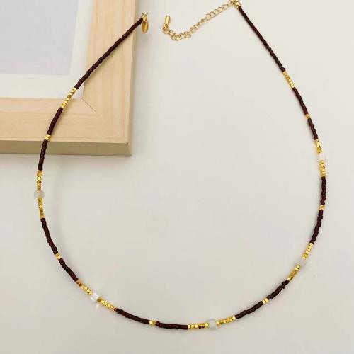 Полудрагоценный камень Ожерелье, с Латунь, с 2inch наполнитель цепи, Связанный вручную, ювелирные изделия моды & Женский, длина:Приблизительно 15.7 дюймовый, продается PC