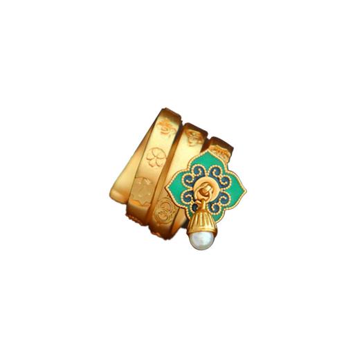 metal anillo, con Perlas plásticas, Flor, chapado en color dorado, para mujer & esmalte, más colores para la opción, tamaño:6.5, Vendido por UD