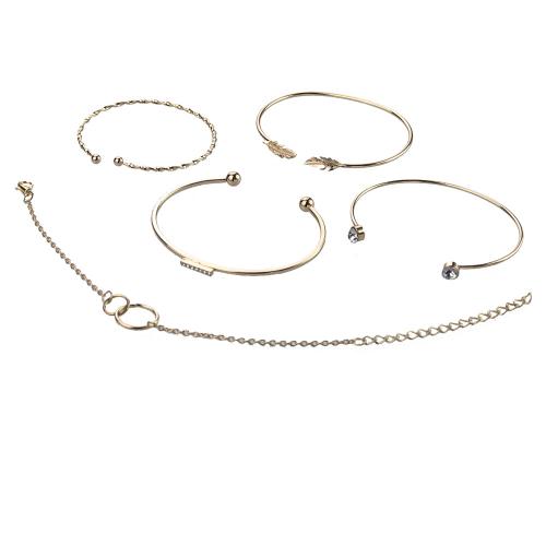 alliage de zinc Set de bracelet, Placage de couleur d'or, 5 pièces & pour femme & avec strass, Vendu par fixé