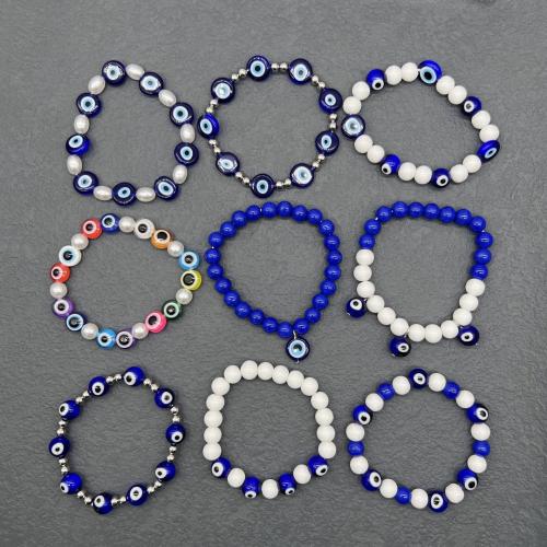 résine bracelet, avec perle de plastique, Mauvais œil, unisexe & styles différents pour le choix, Longueur:Environ 6-8 pouce, Vendu par PC