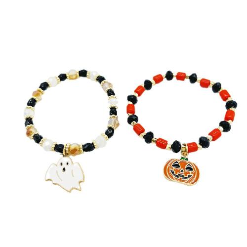 Glass Bracelet, with Tibetan Style & Acrylic, handmade, Halloween Jewelry Gift & different styles for choice & for woman & enamel, Length:Approx 6-8 Inch, Sold By PC