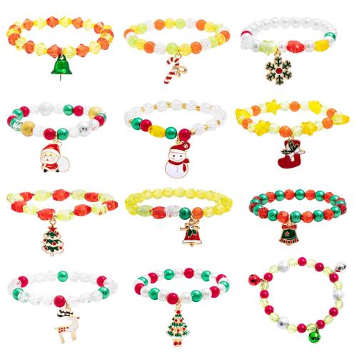 Acrylic Bracelet with Zinc Alloy handmade Christmas jewelry & for woman & enamel Length Approx 7.5 Inch Sold By PC