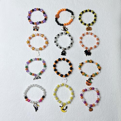 Acrylique bracelet, avec alliage de zinc, fait à la main, unisexe & Bijoux d'Halloween & styles différents pour le choix & émail, Longueur:Environ 7.5 pouce, Vendu par PC