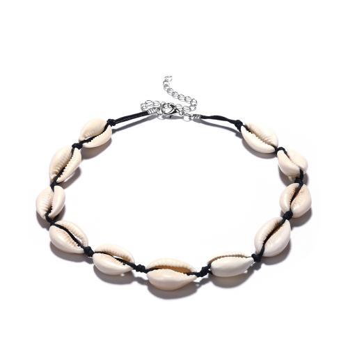 Shell Necklaces with Wax Cord with 7cm extender chain fashion jewelry & for woman Length Approx 31 cm Sold By PC