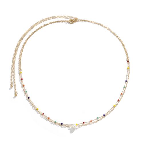 Körperschmuck-Kette, Messing, mit Kunststoff Perlen, Modeschmuck & für Frau, Länge ca. 68 cm, verkauft von PC