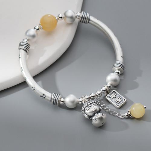 925 Sterling Silver Bangle Bracelet, with Beeswax, fashion jewelry & for woman, Hole:Approx 2.4mm, Length:Approx 15-24 cm, Sold By PC