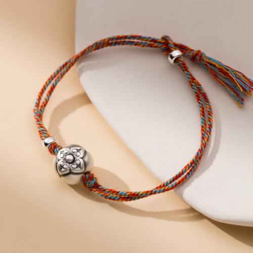 925 Sterling Silver Bangle Bracelet, with Cotton Cord, fashion jewelry & for woman, Length:Approx 19 cm, Sold By PC