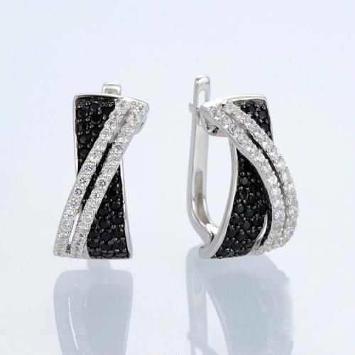 Cubic Zirconia Micro Pave Brass Earring, fashion jewelry & micro pave cubic zirconia & for woman, 17x8mm, Sold By Pair