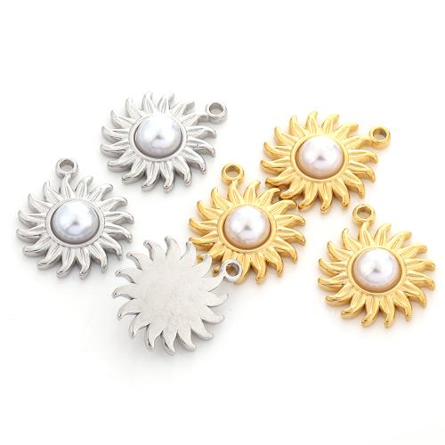 Bijoux pendentifs en acier inoxydable , Acier inoxydable 304, avec perle de plastique, DIY, plus de couleurs à choisir, 18x15.50mm, 5PC/sac, Vendu par sac