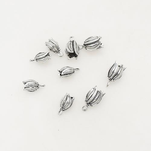 Tibetan Style Flower Pendants, Tulip, silver color plated, DIY & different size for choice, nickel, lead & cadmium free, Approx 200PCs/Bag, Sold By Bag