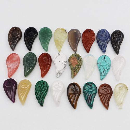 Gemstone Pendants Jewelry, Natural Stone, Wing Shape, Carved, DIY & different materials for choice, more colors for choice, 30x16x6mm, Sold By PC