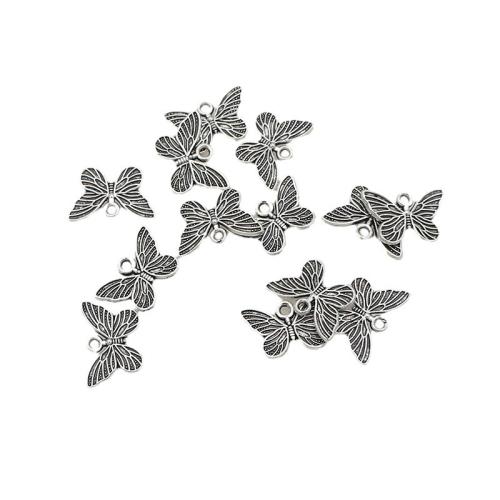 Tibetan Style Animal Pendants, Butterfly, silver color plated, DIY, nickel, lead & cadmium free, 16x11mm, Hole:Approx 1.5mm, Approx 200PCs/Bag, Sold By Bag