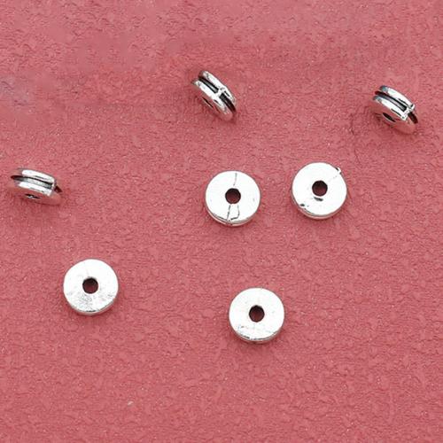 Zinc Alloy Spacer Beads Flat Round silver color plated DIY nickel lead & cadmium free 6mm Approx 1.5mm Approx Sold By Bag