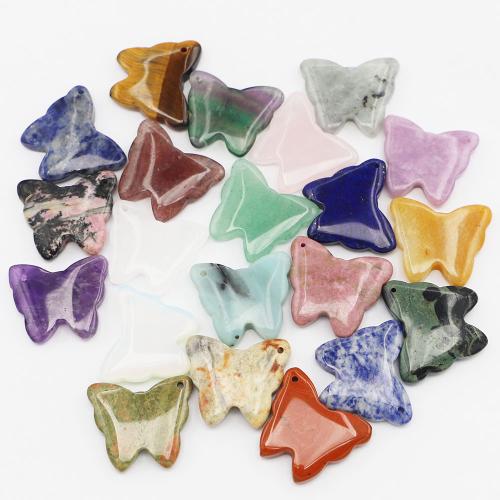 Bijoux Pendentifs en pierres gemmes, Pierre naturelle, papillon, DIY & différents matériaux pour le choix, plus de couleurs à choisir, 34x29x7mm, Vendu par PC