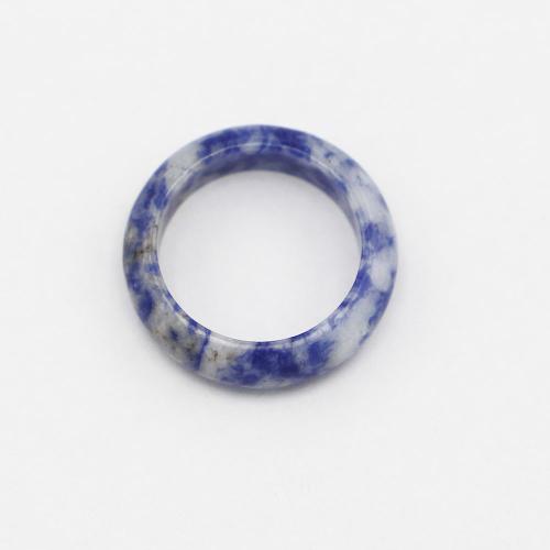 Natural Gemstone Finger Ring, Blue Spot, Donut, Unisex & different size for choice, mixed colors, 6mm, Sold By PC
