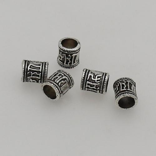 Tibetan Style Jewelry Beads, Column, silver color plated, DIY, nickel, lead & cadmium free, 6x5mm, Hole:Approx 4mm, Approx 200PCs/Bag, Sold By Bag