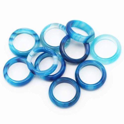 Agate fingerring, Lake Blue Agate, Donut, Unisex, syra blå, 6mm, Storlek:6.5, Säljs av PC