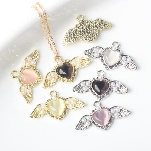 Resin Zinc Alloy Pendants with Resin & Plastic Pearl Heart plated DIY nickel lead & cadmium free Sold By Bag