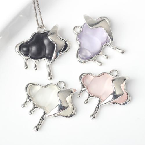Resin Tibetan Style Pendants, with Resin, Cloud, silver color plated, DIY, more colors for choice, nickel, lead & cadmium free, 24x23mm, 100PCs/Bag, Sold By Bag