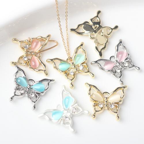 Resin Zinc Alloy Pendants with Resin Butterfly plated DIY & micro pave cubic zirconia nickel lead & cadmium free Sold By Bag