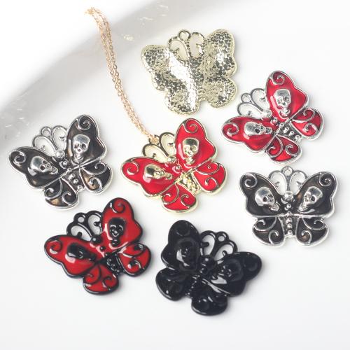 Tibetan Style Enamel Pendants, Butterfly, plated, DIY, more colors for choice, nickel, lead & cadmium free, 23x21mm, 100PCs/Bag, Sold By Bag