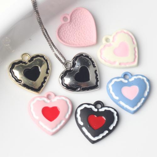 Tibetan Style Enamel Pendants, Heart, plated, DIY, more colors for choice, nickel, lead & cadmium free, 15x14mm, 100PCs/Bag, Sold By Bag