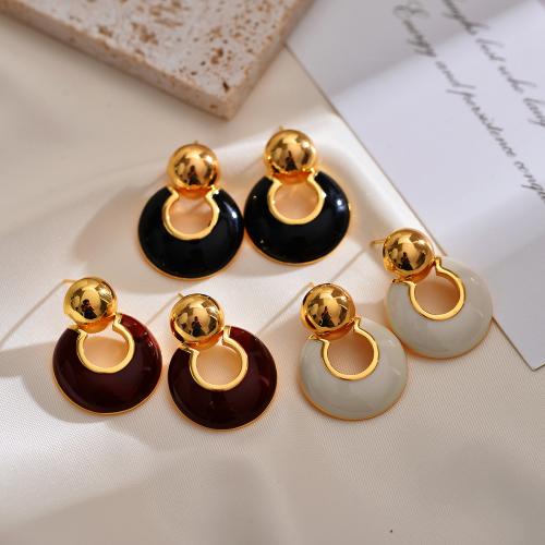 Brass Stud Earring, gold color plated, fashion jewelry & enamel, more colors for choice, nickel, lead & cadmium free, 22x28mm, Sold By Pair