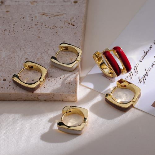 النحاس Leverback حلق, مطلي, مجوهرات الموضة & مينا, المزيد من الألوان للاختيار, النيكل والرصاص والكادميوم الحرة, 17x17mm, تباع بواسطة زوج