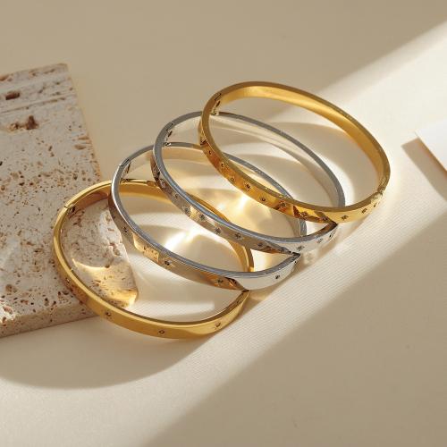 Stainless Steel Bangle 304 Stainless Steel plated fashion jewelry & with rhinestone Sold By PC
