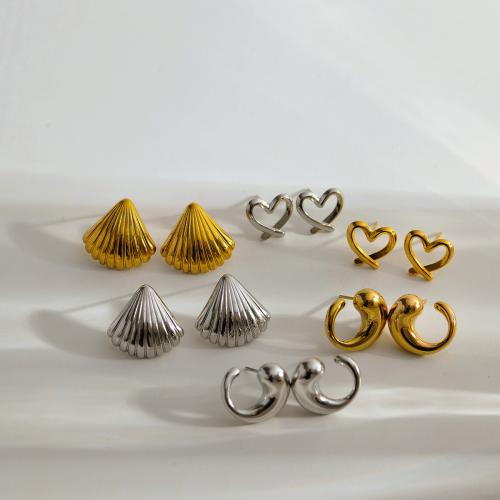 Titanium Steel  Earring, plated, fashion jewelry & different designs for choice, more colors for choice, Sold By Pair