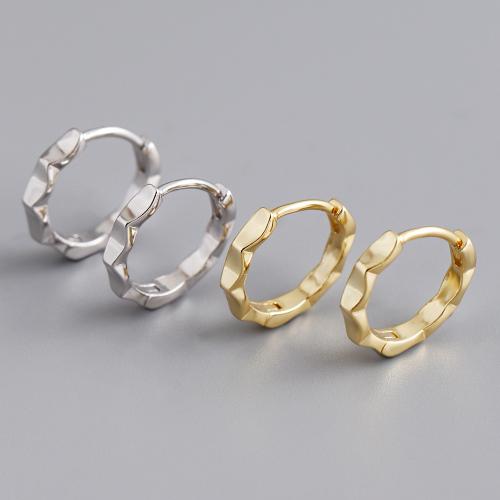 925 Sterling Silver Hoop Earrings, for woman, more colors for choice, 12.80x12.50mm, Sold By Pair