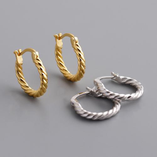 925 Sterling Silver Hoop Earrings, for woman, more colors for choice, 17x16mm, Sold By Pair