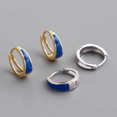 925 Sterling Silver Hoop Earrings for woman & enamel Sold By Pair