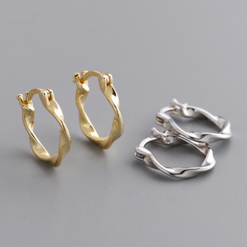 925 Sterling Silver Hoop Earrings, for woman, more colors for choice, 13.80x14.70mm, Sold By Pair
