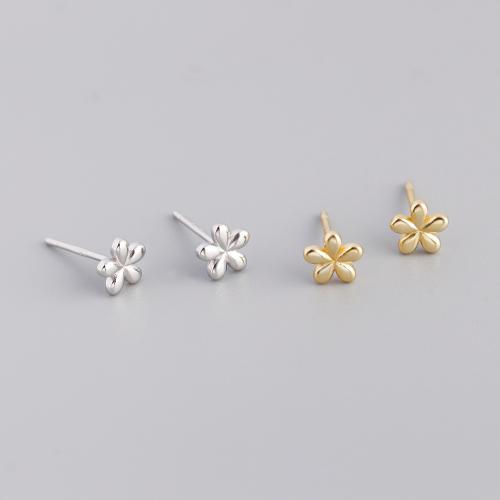 925 Sterling Silver Stud Earrings petals for woman 5.70mm Sold By Pair