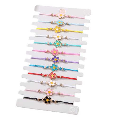 Fashion Create Wax Cord Bracelets, Tibetan Style, with Wax Cord, 12 pieces & Unisex & enamel, mixed colors, Length:Approx 16 cm, Sold By Set
