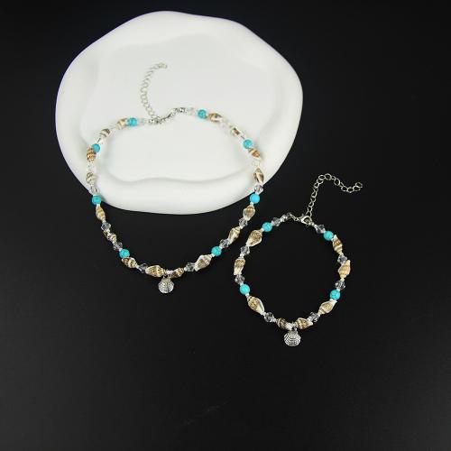 Parures de bijoux, alliage de zinc, avec Seedbead & turquoise & cristal, styles différents pour le choix & pour femme, plus de couleurs à choisir, Vendu par PC