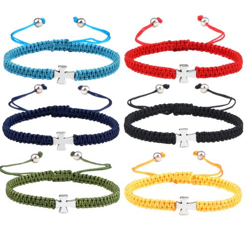 Bracelet en alliage de zinc, avec corde en nylon, unisexe, plus de couleurs à choisir, Longueur:Environ 17-28 cm, Vendu par PC