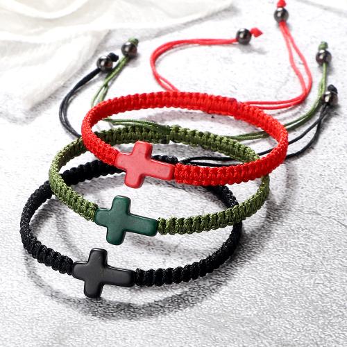 Bracelets en laiton, avec Abrazine Stone & turquoise & corde en nylon, unisexe, plus de couleurs à choisir, Longueur:Environ 17-28 cm, Vendu par PC